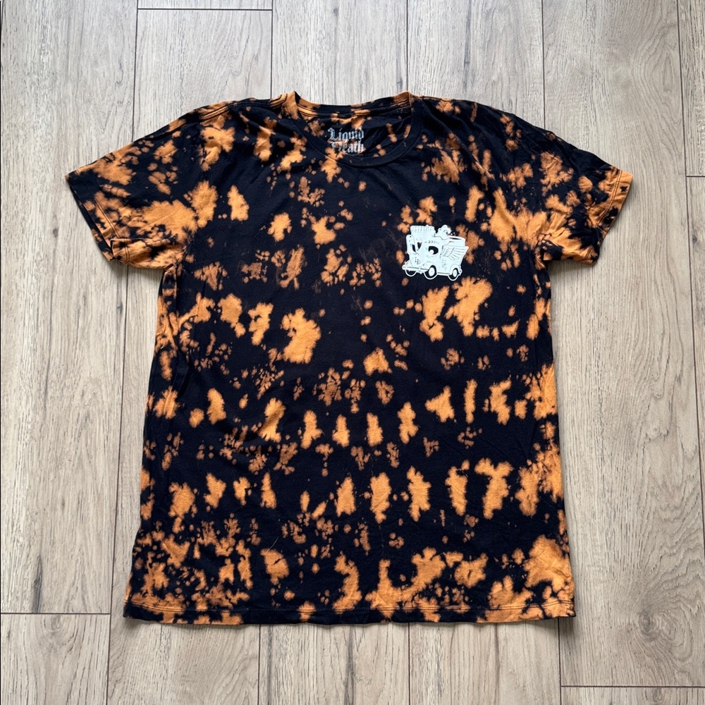 NWOT Liquid Death Van Black and Brown Tie Dye Cotton T-Shirt Men’s Large - Picture 4 of 8